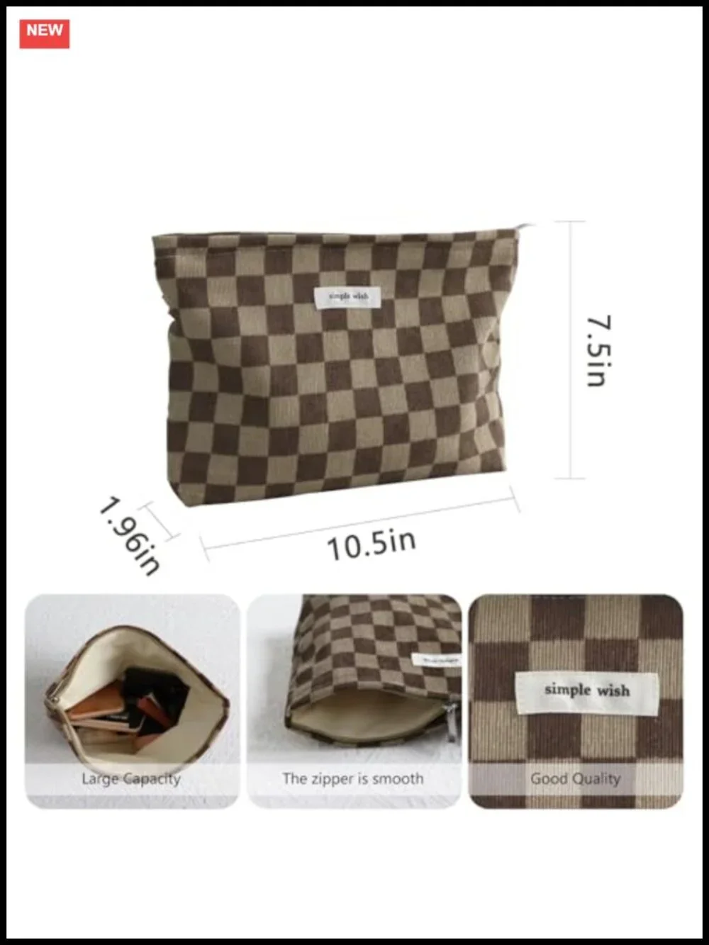 Canvas Makeup Bag Cosmetic Pouch for Travel Toiletry Organizer Zipper